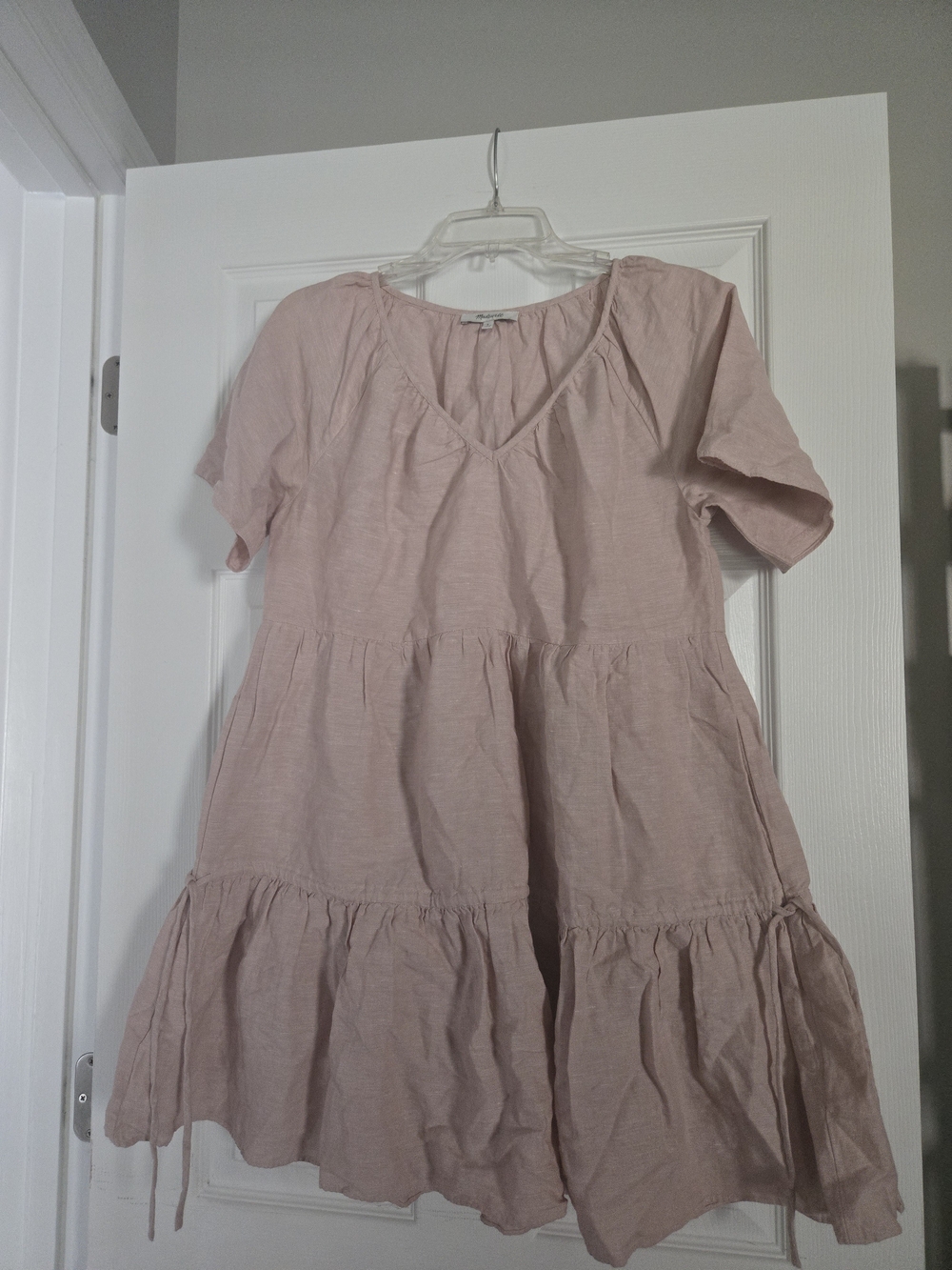 Light Pink Tiered V-Neck Babydoll Dress - Madewell